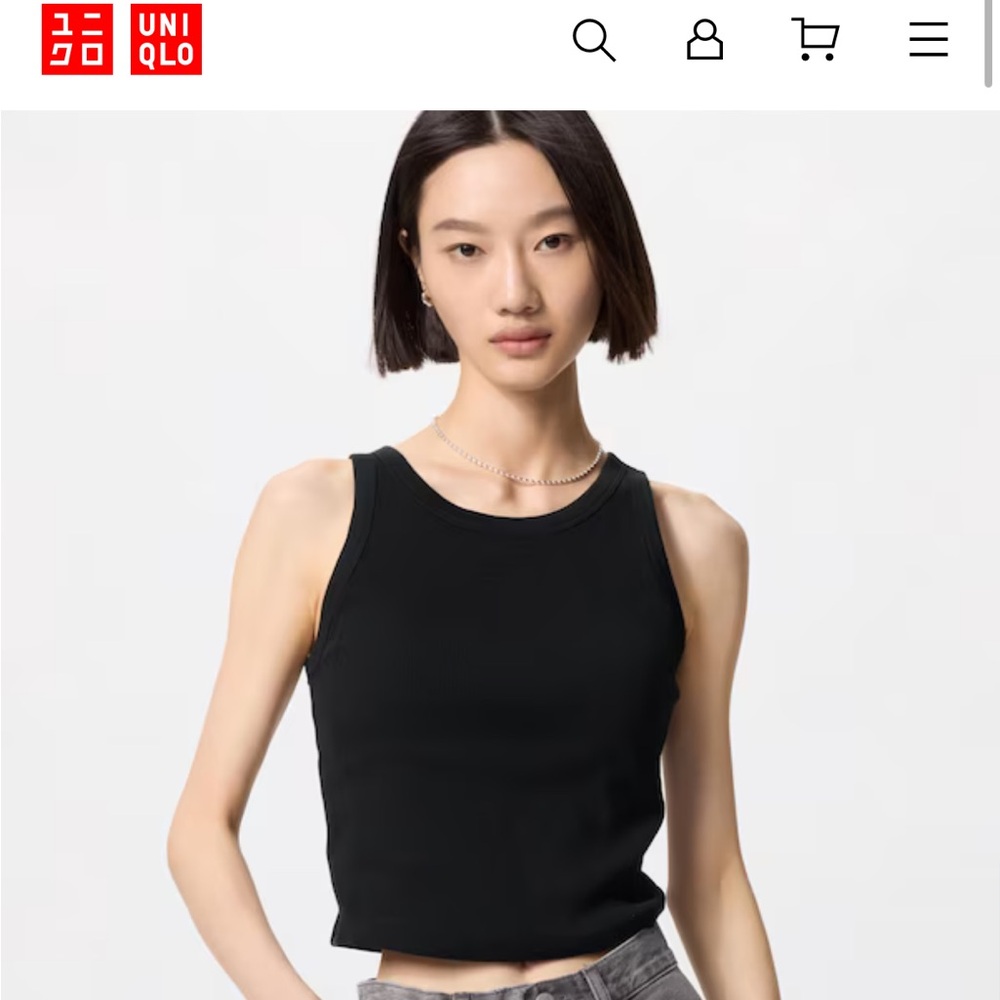 Uniqlo Black Ribbed Cropped Bra Top